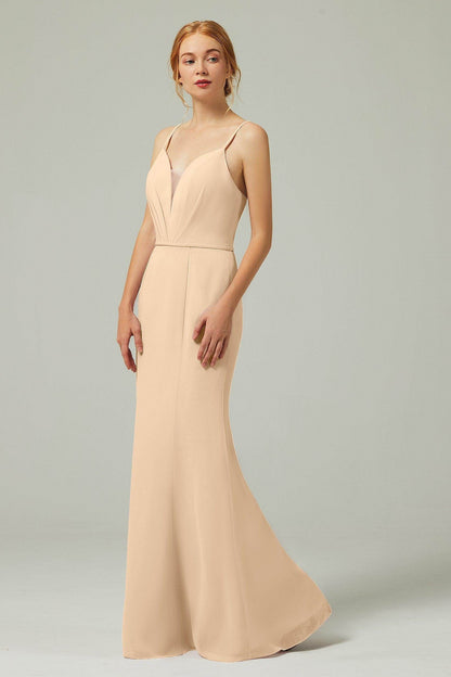 Trumpet-Mermaid Floor Length Chiffon Bridesmaid Dress CB0319