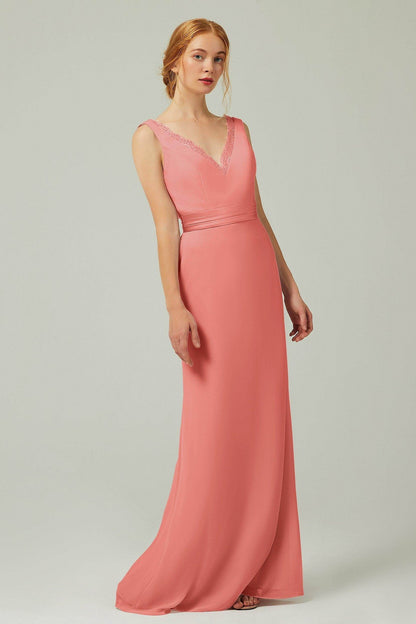 Sheath-Column Floor Length Chiffon Bridesmaid Dress CB0320