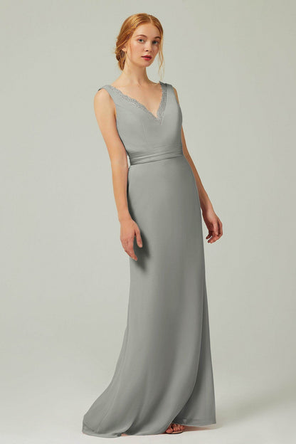 Sheath-Column Floor Length Chiffon Bridesmaid Dress CB0320