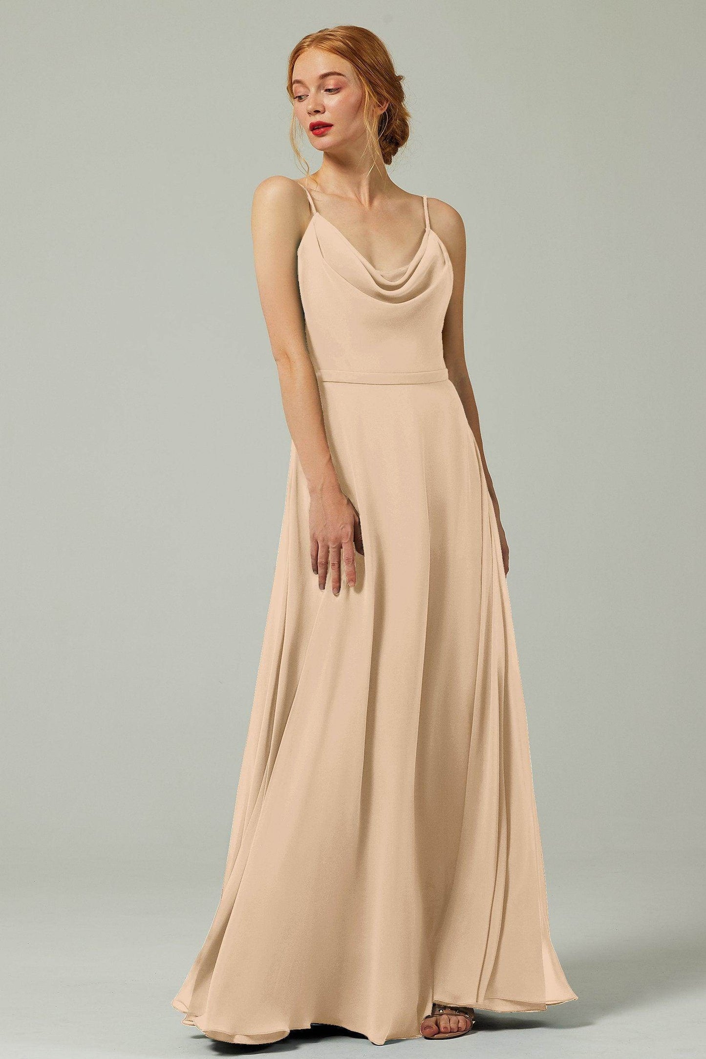 A-Line Floor Length Chiffon Bridesmaid Dress CB0322