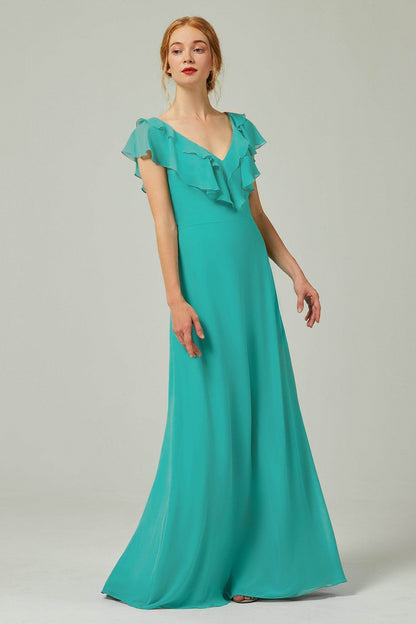 A-Line Floor Length Chiffon Bridesmaid Dress CB0323