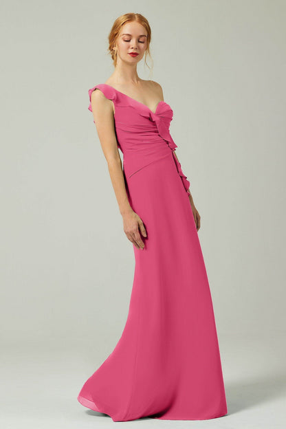 Sheath-Column Floor Length Chiffon Bridesmaid Dress CB0324