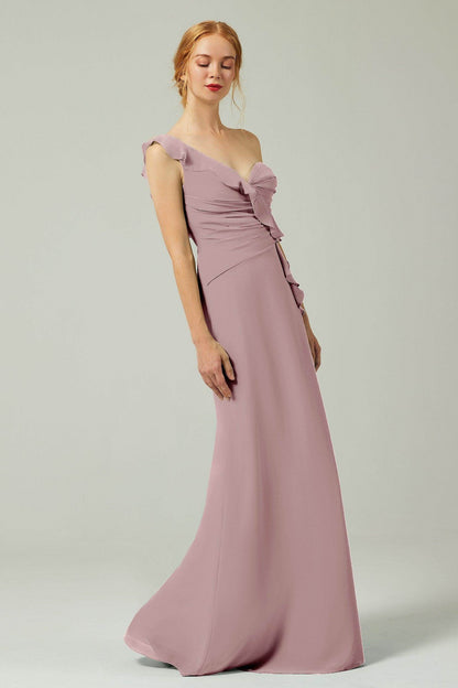 Sheath-Column Floor Length Chiffon Bridesmaid Dress CB0324