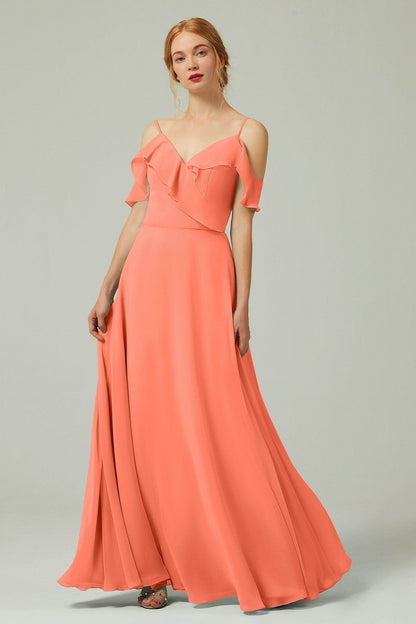 A-Line Floor Length Chiffon Bridesmaid Dress CB0326
