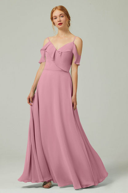 A-Line Floor Length Chiffon Bridesmaid Dress CB0326