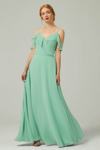 A-Line Floor Length Chiffon Bridesmaid Dress CB0326