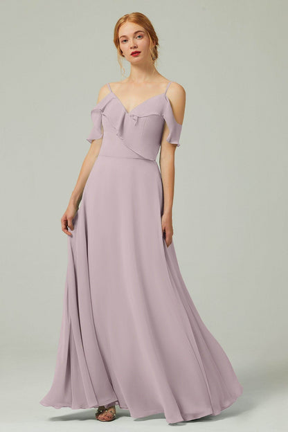 A-Line Floor Length Chiffon Bridesmaid Dress CB0326