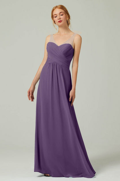 A-Line Floor Length Chiffon Bridesmaid Dress CB0331