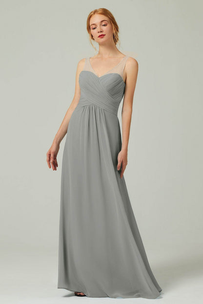 A-Line Floor Length Chiffon Bridesmaid Dress CB0331