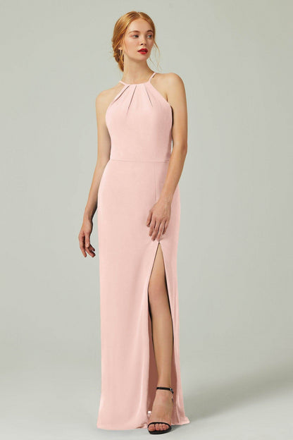 Sheath-Column Floor Length Chiffon Bridesmaid Dress Formal Dresses CB0337