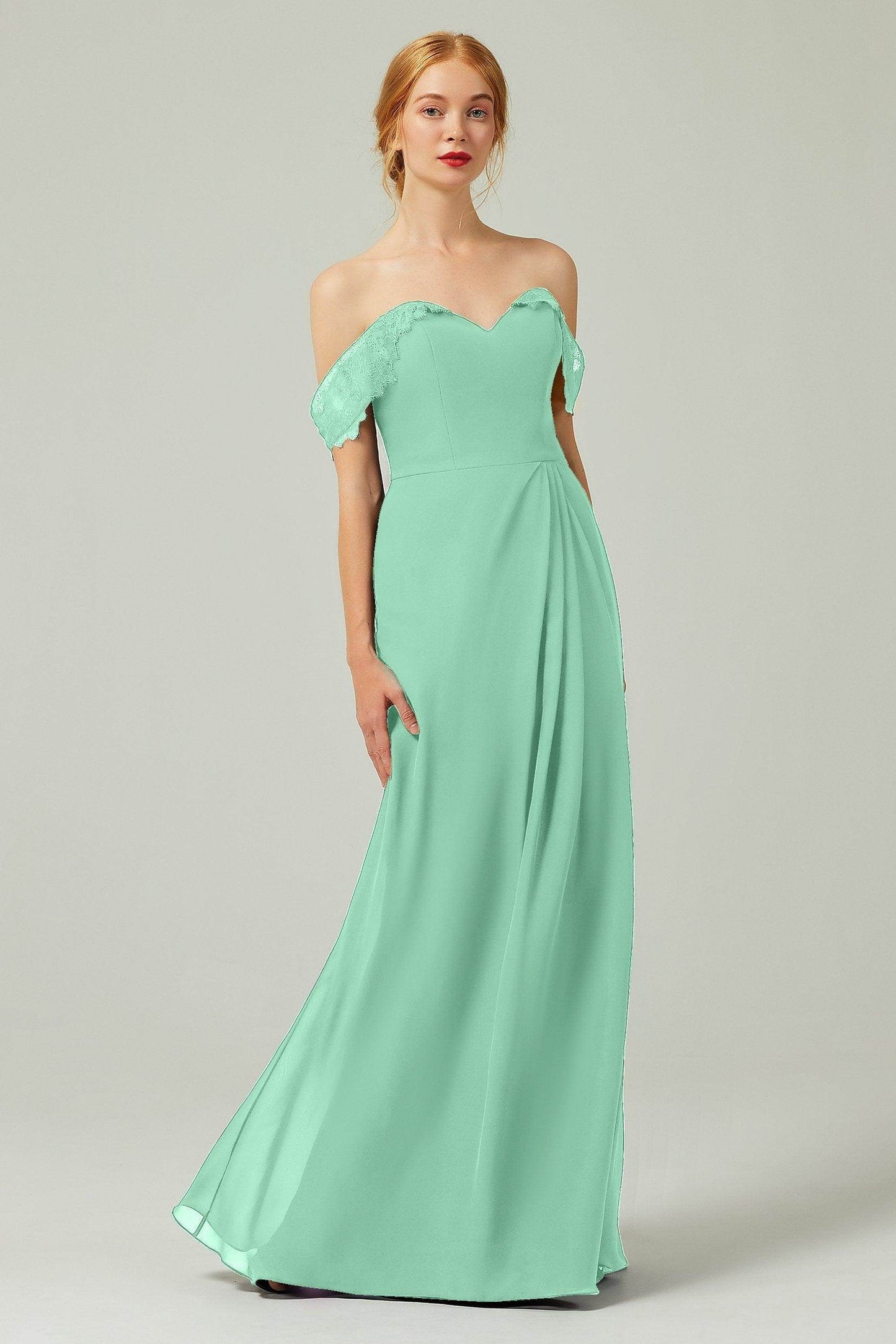 Sheath-Column Floor Length Chiffon Bridesmaid Dress Formal Dresses CB0338