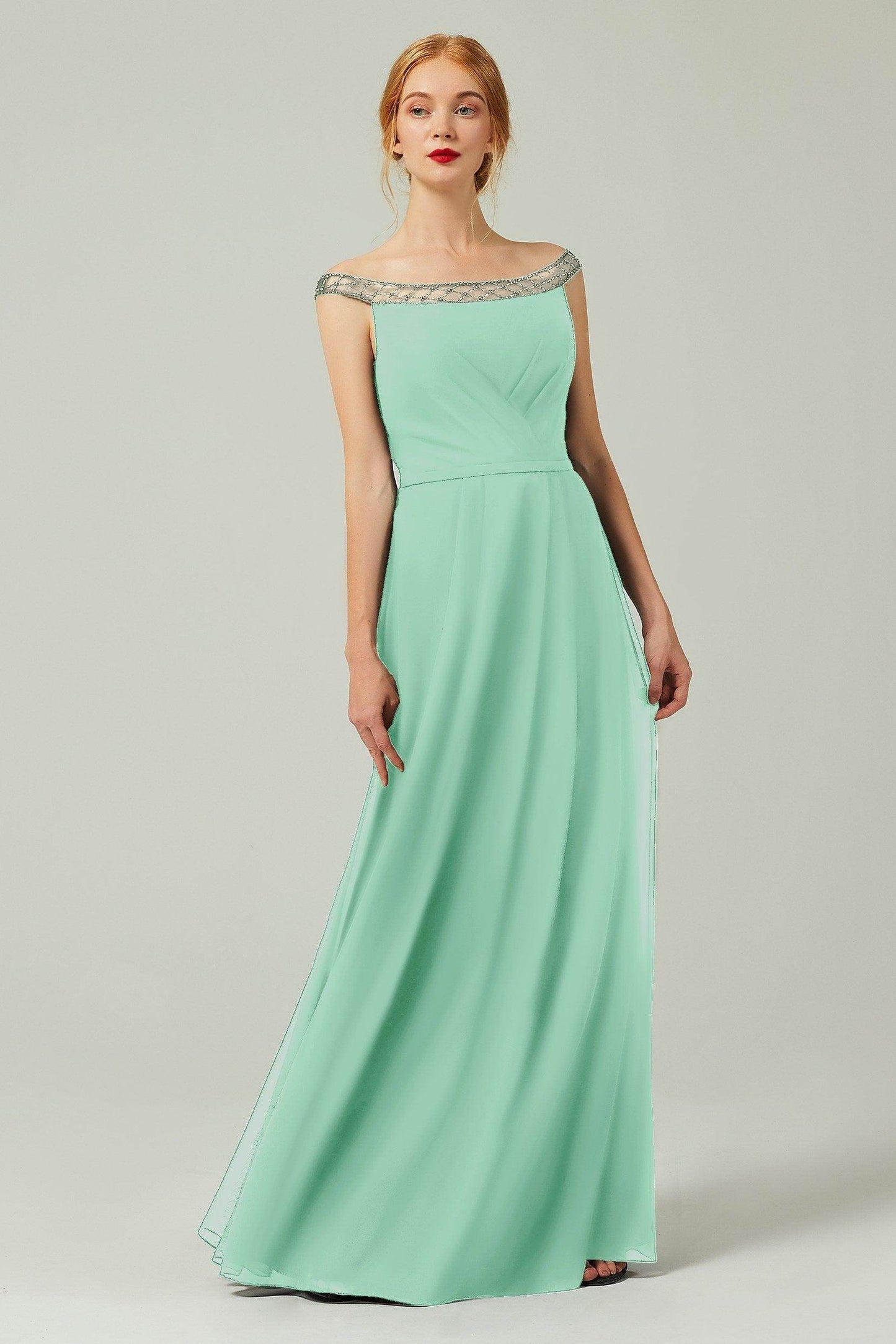 A-Line Floor Length Chiffon Bridesmaid Dress Formal Dresses CB0339
