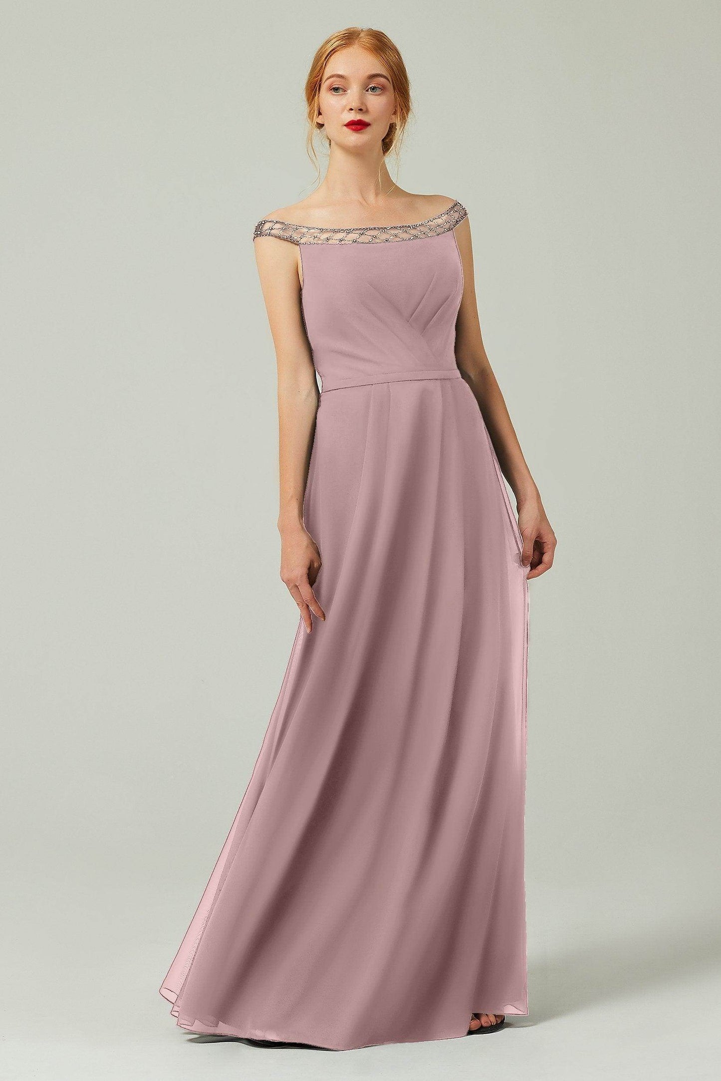 A-Line Floor Length Chiffon Bridesmaid Dress Formal Dresses CB0339