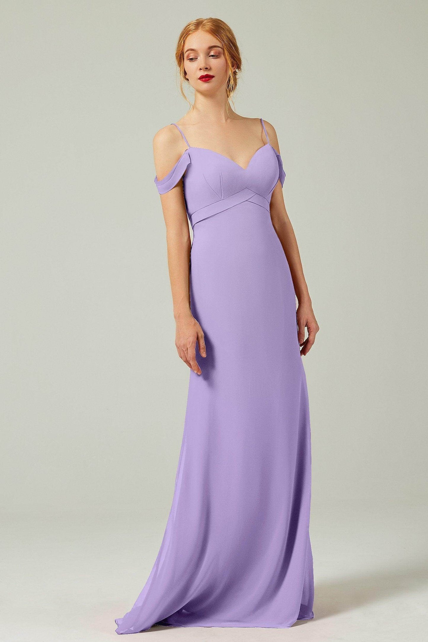Sheath-Column Floor Length Chiffon Bridesmaid Dress Formal Dresses CB0343