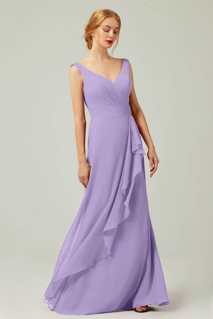 Sheath-Column Floor Length Chiffon Bridesmaid Dress Formal Dresses CB0344