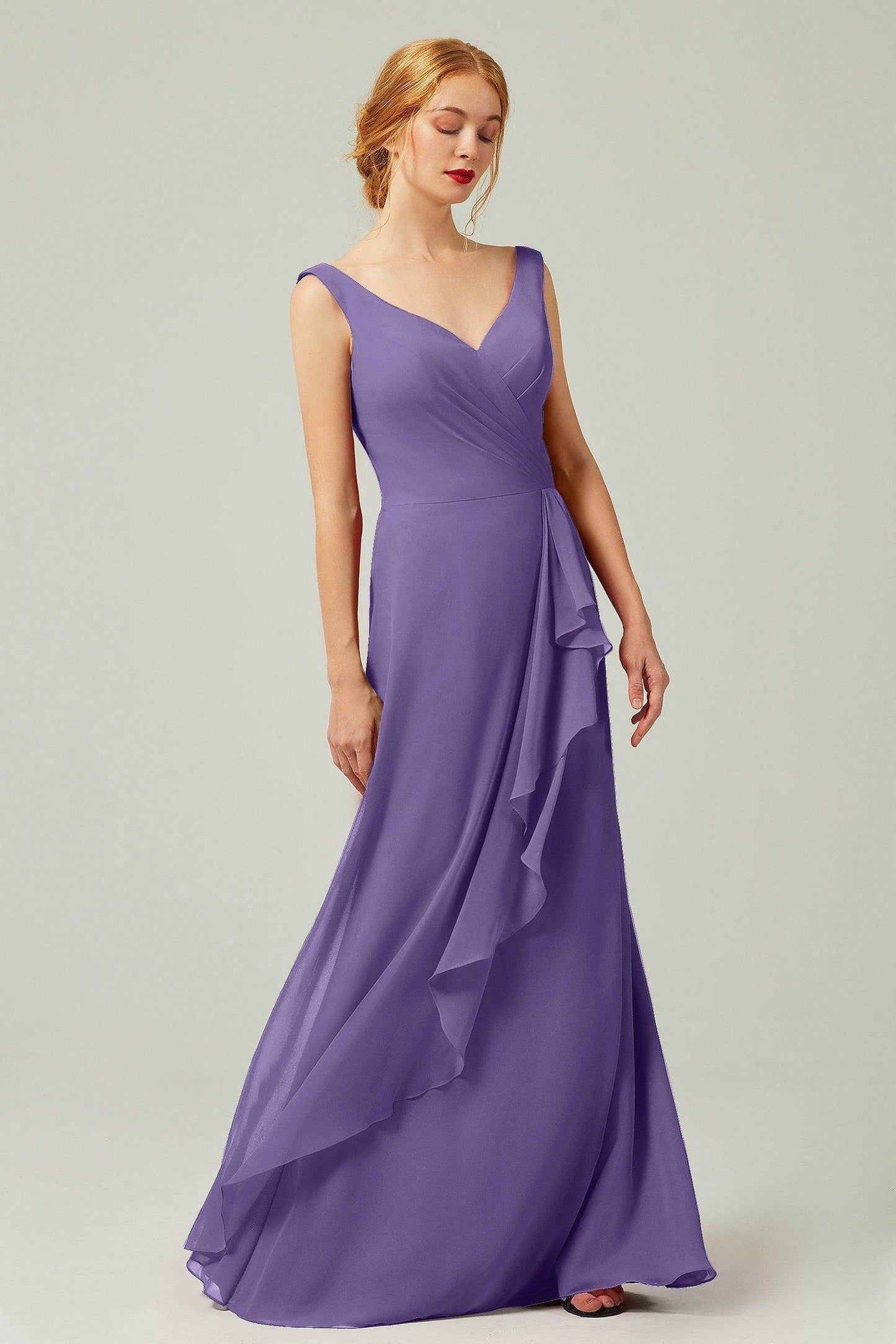 Sheath-Column Floor Length Chiffon Bridesmaid Dress Formal Dresses CB0344