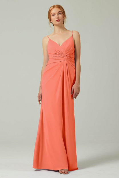 Sheath-Column Floor Length Chiffon Bridesmaid Dress CB0350