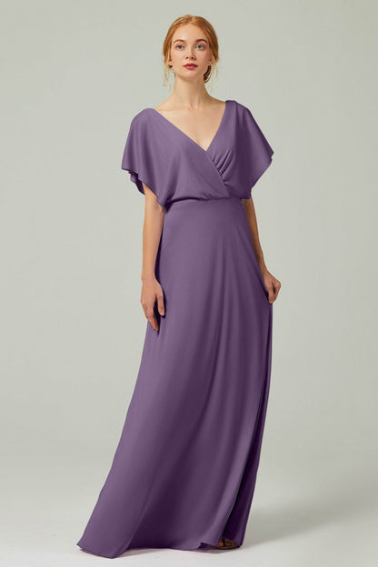 A-Line Floor Length Chiffon Bridesmaid Dress CB0351