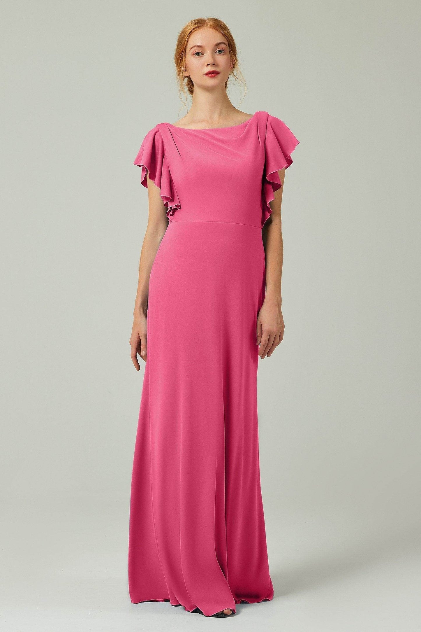 Sheath-Column Floor Length Chiffon Bridesmaid Dress Formal Dresses CB0357