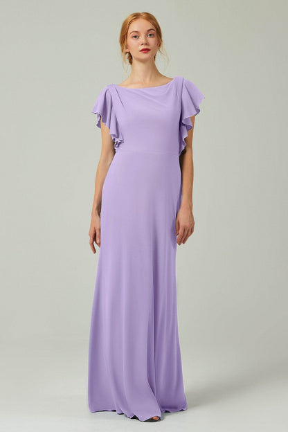 Sheath-Column Floor Length Chiffon Bridesmaid Dress Formal Dresses CB0357