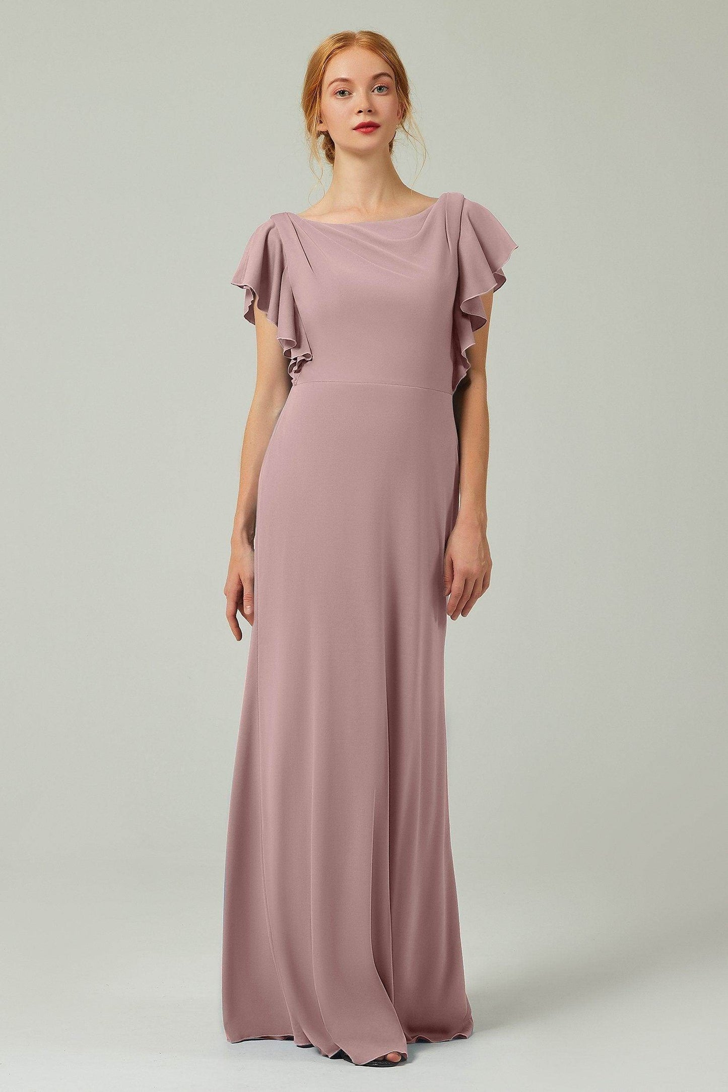 Sheath-Column Floor Length Chiffon Bridesmaid Dress Formal Dresses CB0357