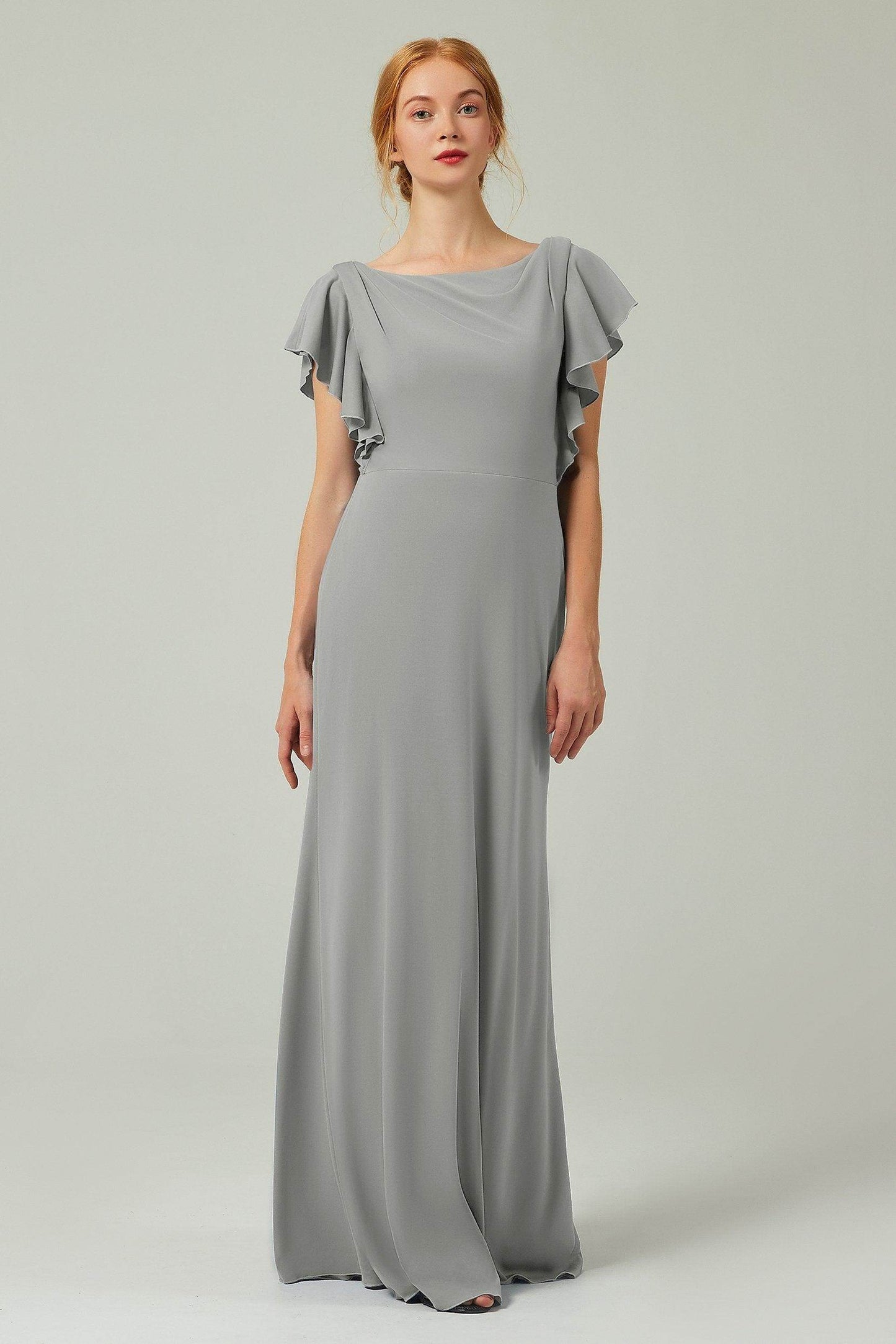 Sheath-Column Floor Length Chiffon Bridesmaid Dress Formal Dresses CB0357