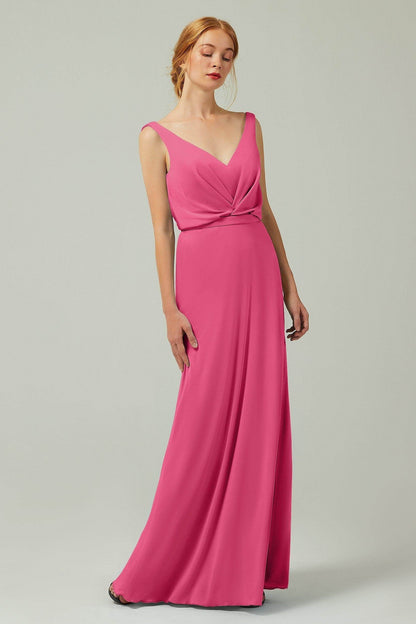 Sheath-Column Floor Length Chiffon Bridesmaid Dress Formal Dresses CB0358