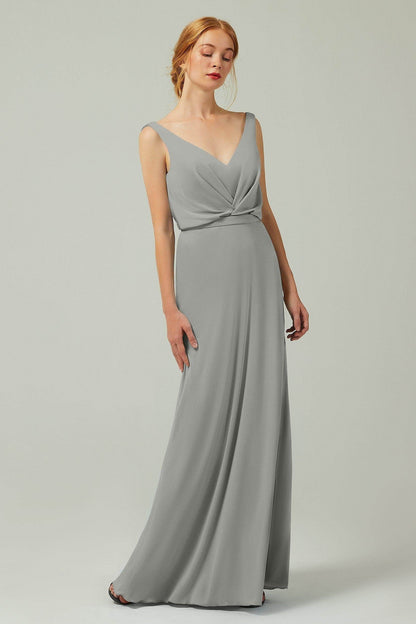 Sheath-Column Floor Length Chiffon Bridesmaid Dress Formal Dresses CB0358