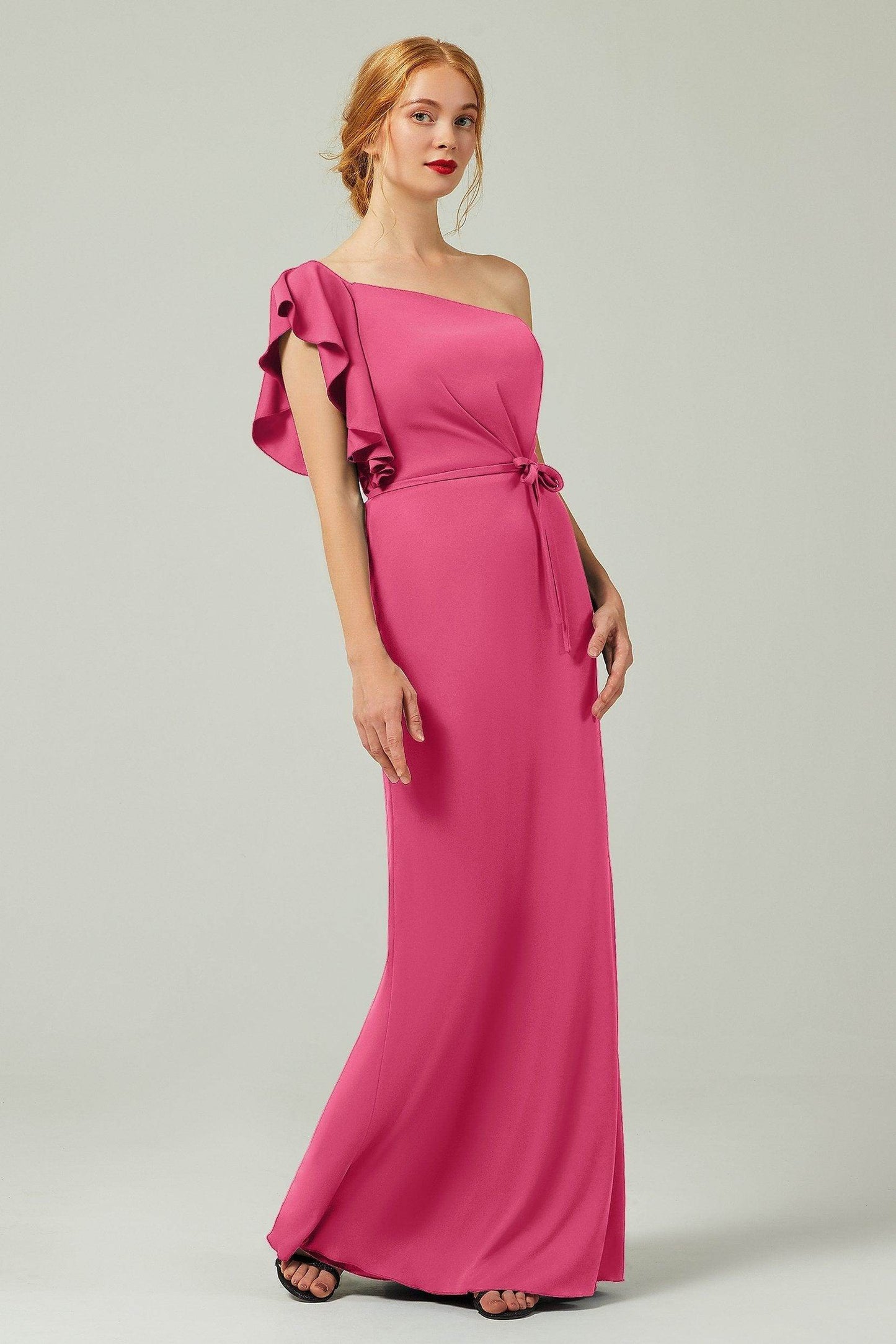 Sheath-Column Floor Length Chiffon Bridesmaid Dress Formal Dresses CB0361