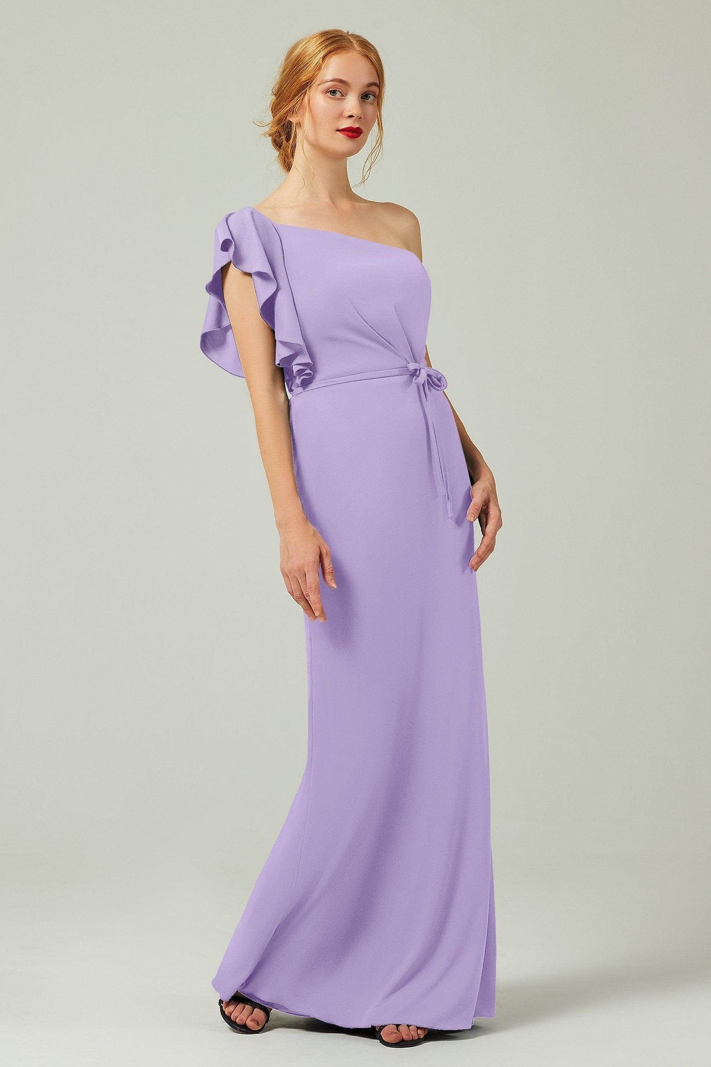 Sheath-Column Floor Length Chiffon Bridesmaid Dress Formal Dresses CB0361