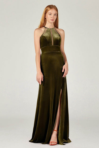 A-Line Floor Length Velvet Bridesmaid Dress Formal Dresses CB0362