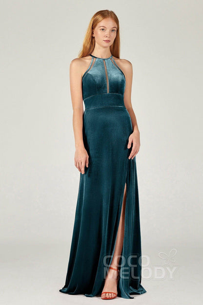 A-Line Floor Length Velvet Bridesmaid Dress Formal Dresses CB0362