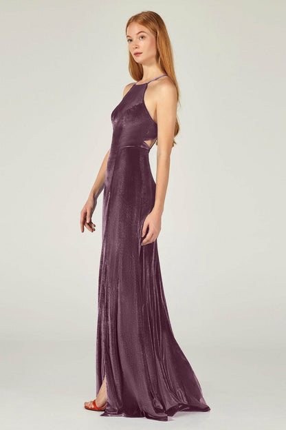 Sheath-Column Floor Length Velvet Bridesmaid Dress CB0372