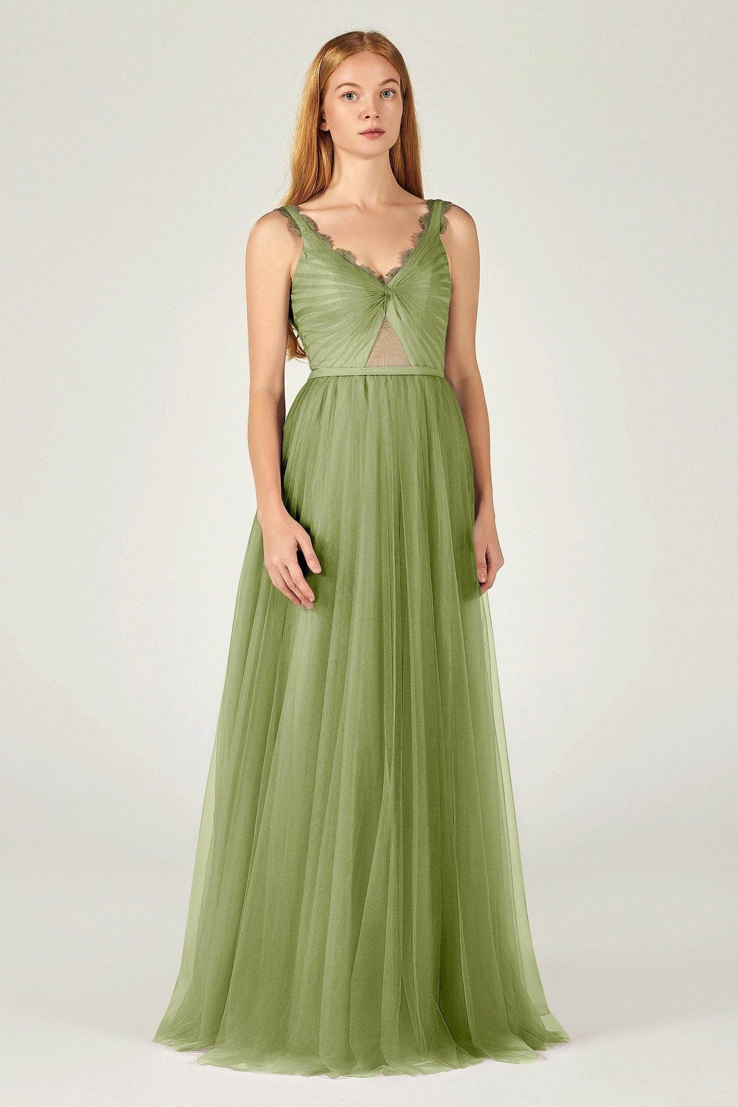 A-Line Floor Length Tulle Bridesmaid Dress CB0380