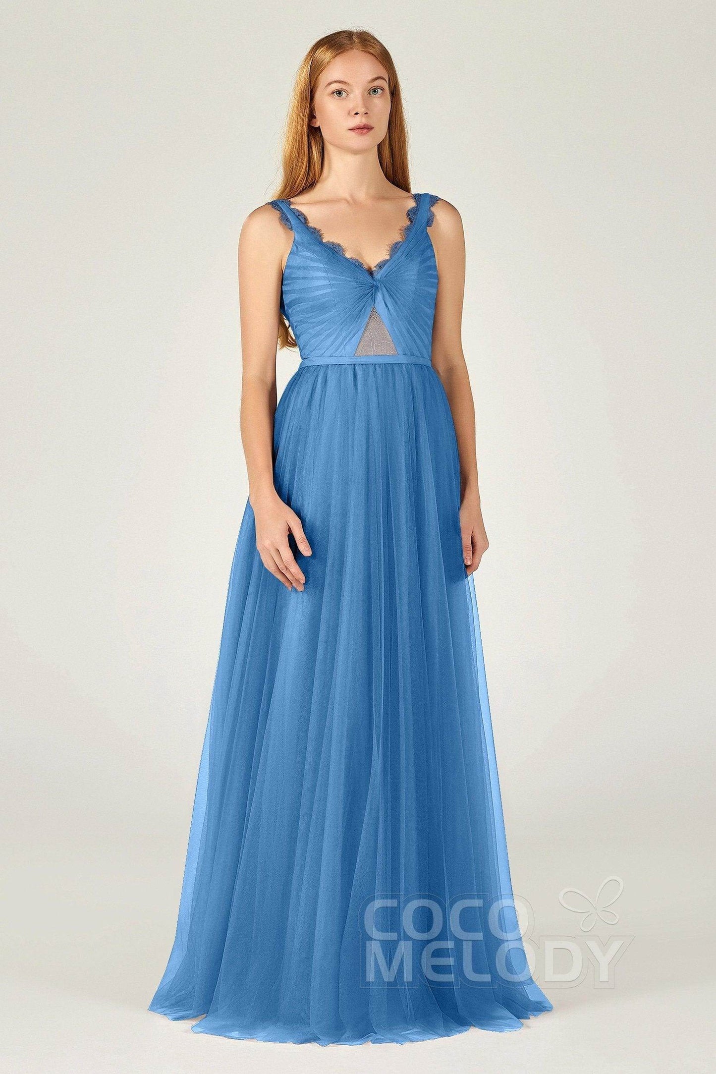 A-Line Floor Length Tulle Bridesmaid Dress CB0380