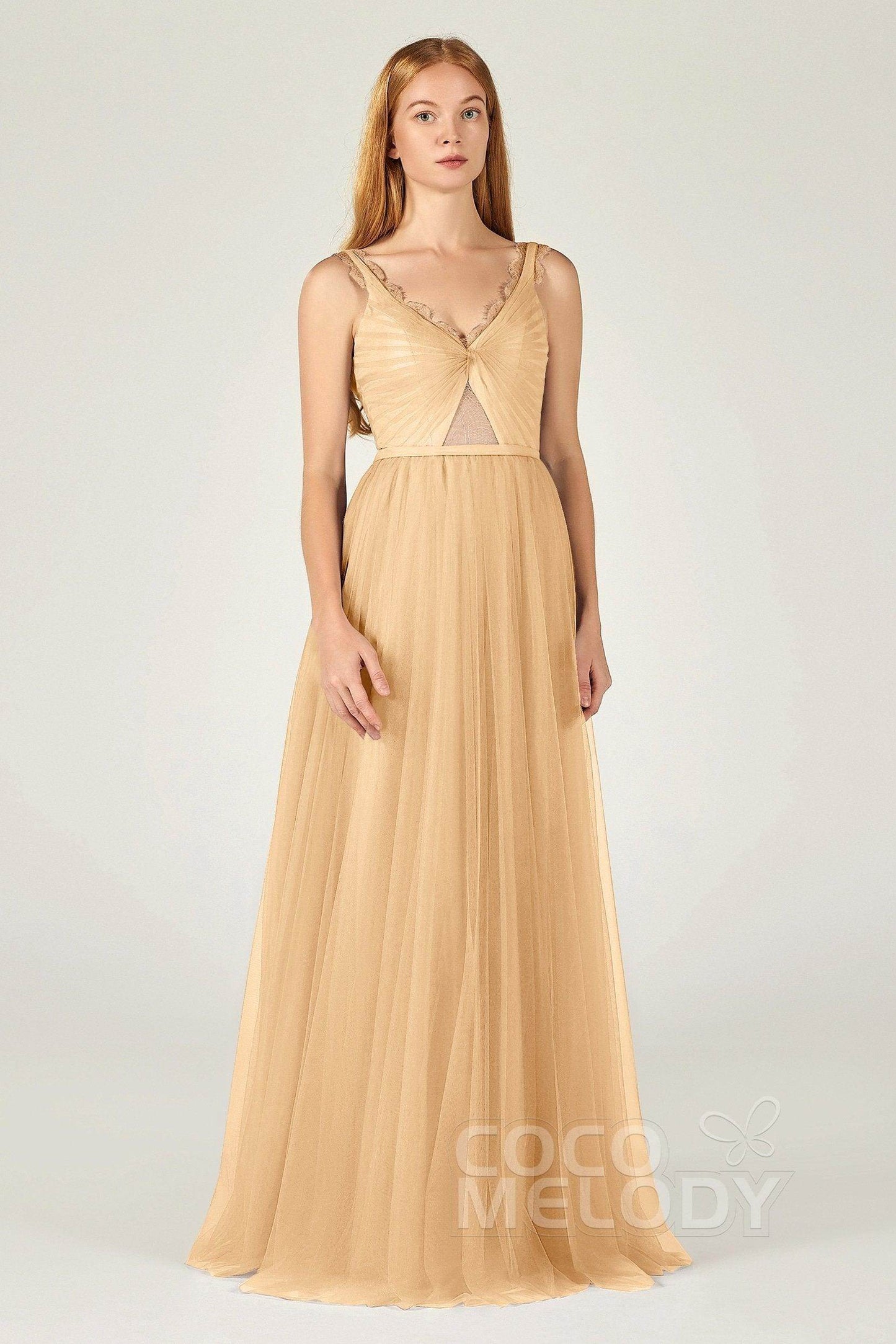 A-Line Floor Length Tulle Bridesmaid Dress CB0380