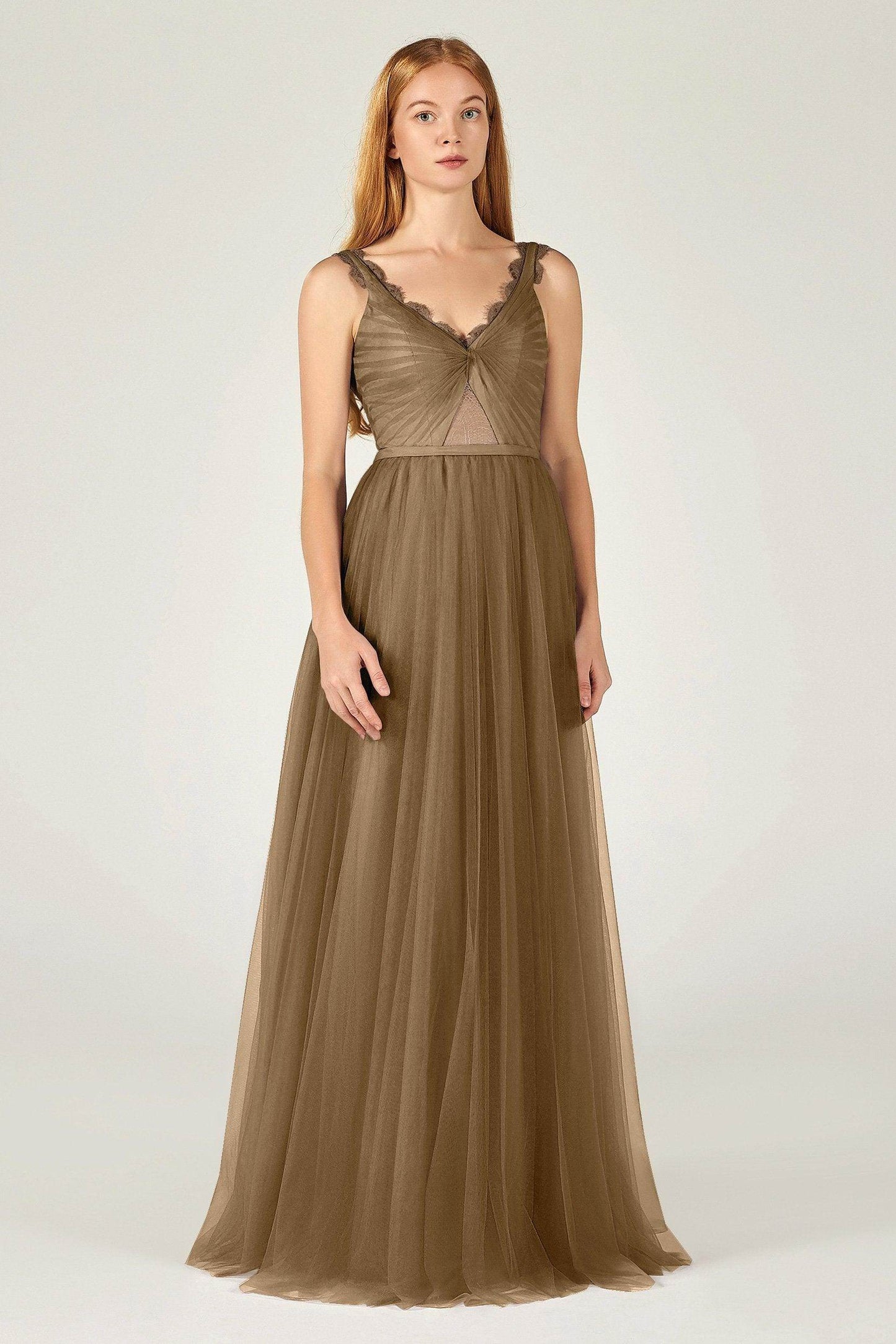A-Line Floor Length Tulle Bridesmaid Dress CB0380