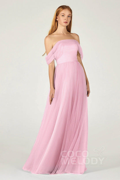 A-Line Floor Length Tulle Bridesmaid Dress CB0382