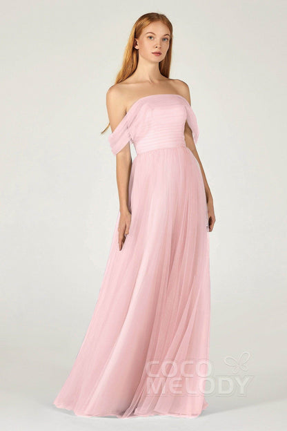 A-Line Floor Length Tulle Bridesmaid Dress CB0382