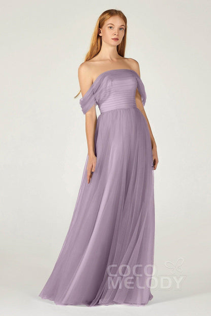 A-Line Floor Length Tulle Bridesmaid Dress CB0382