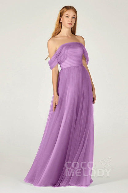 A-Line Floor Length Tulle Bridesmaid Dress CB0382