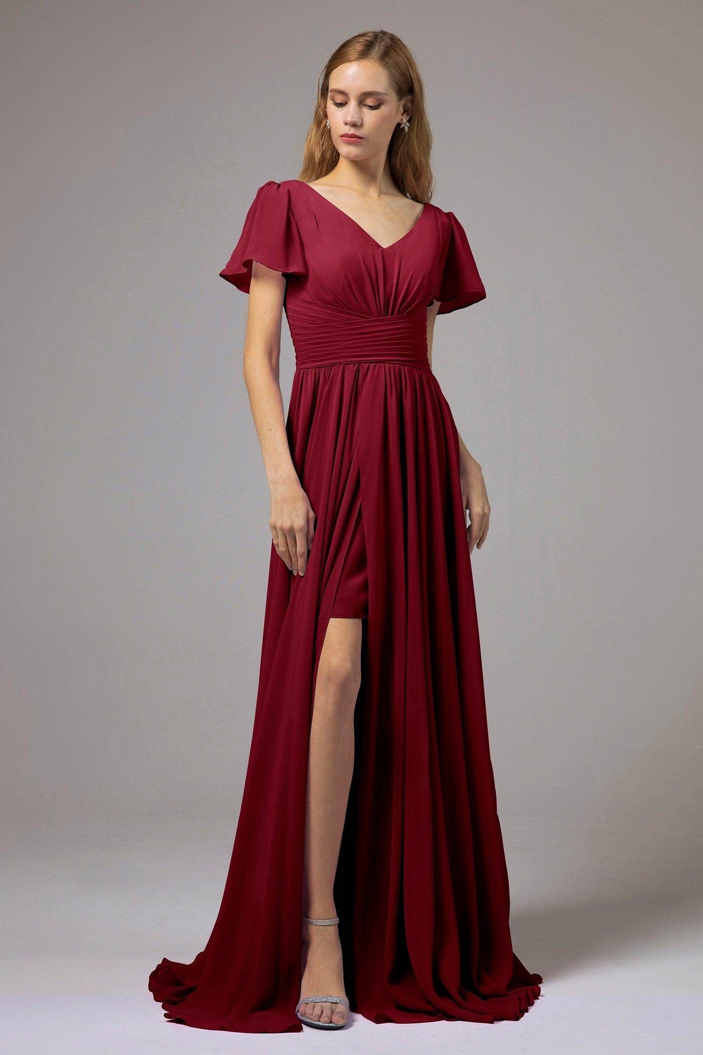A-Line Floor Length Chiffon Bridesmaid Dress CB0396