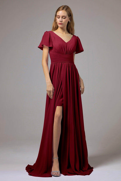 A-Line Floor Length Chiffon Bridesmaid Dress CB0396