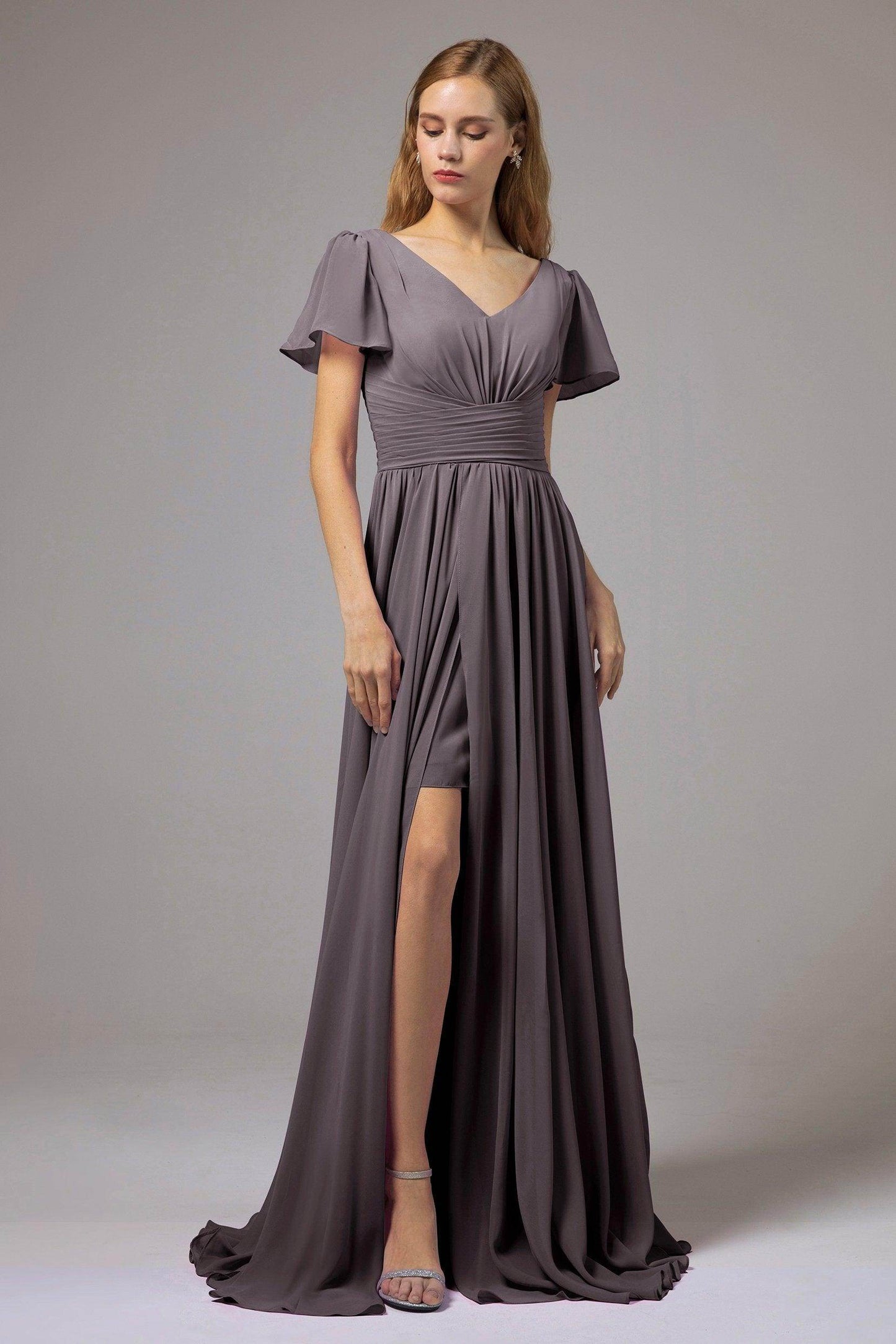 A-Line Floor Length Chiffon Bridesmaid Dress CB0396