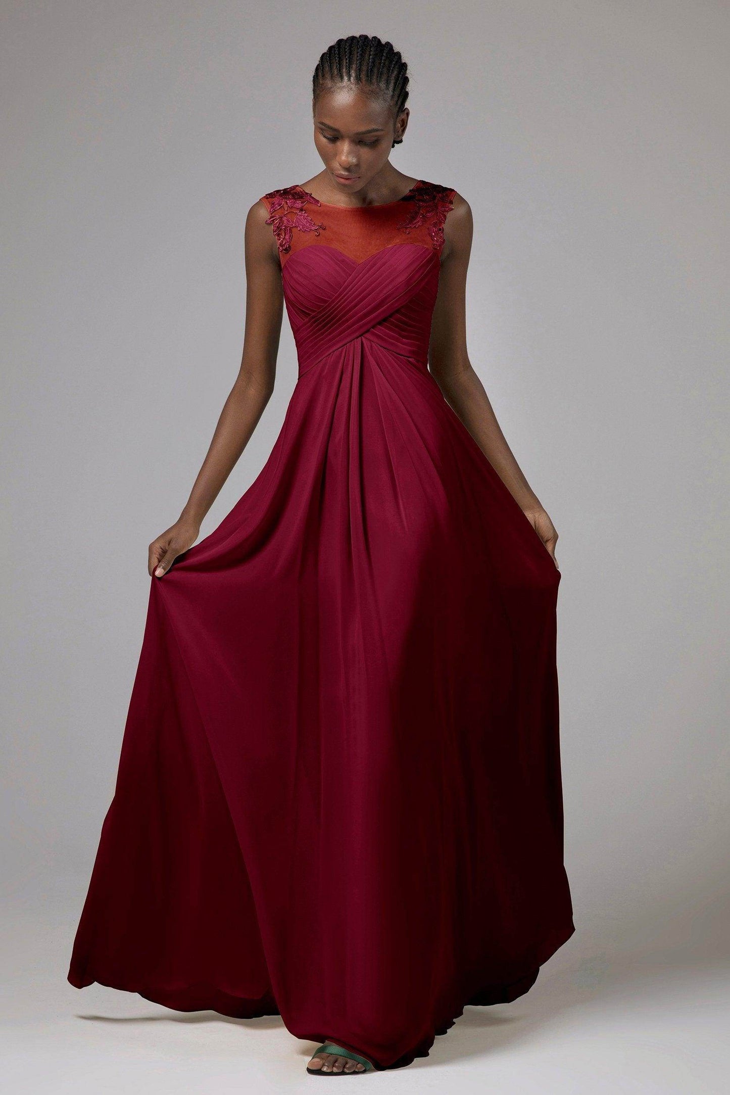 A-Line Floor Length Chiffon Bridesmaid Dress CB0397