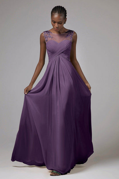 A-Line Floor Length Chiffon Bridesmaid Dress CB0397