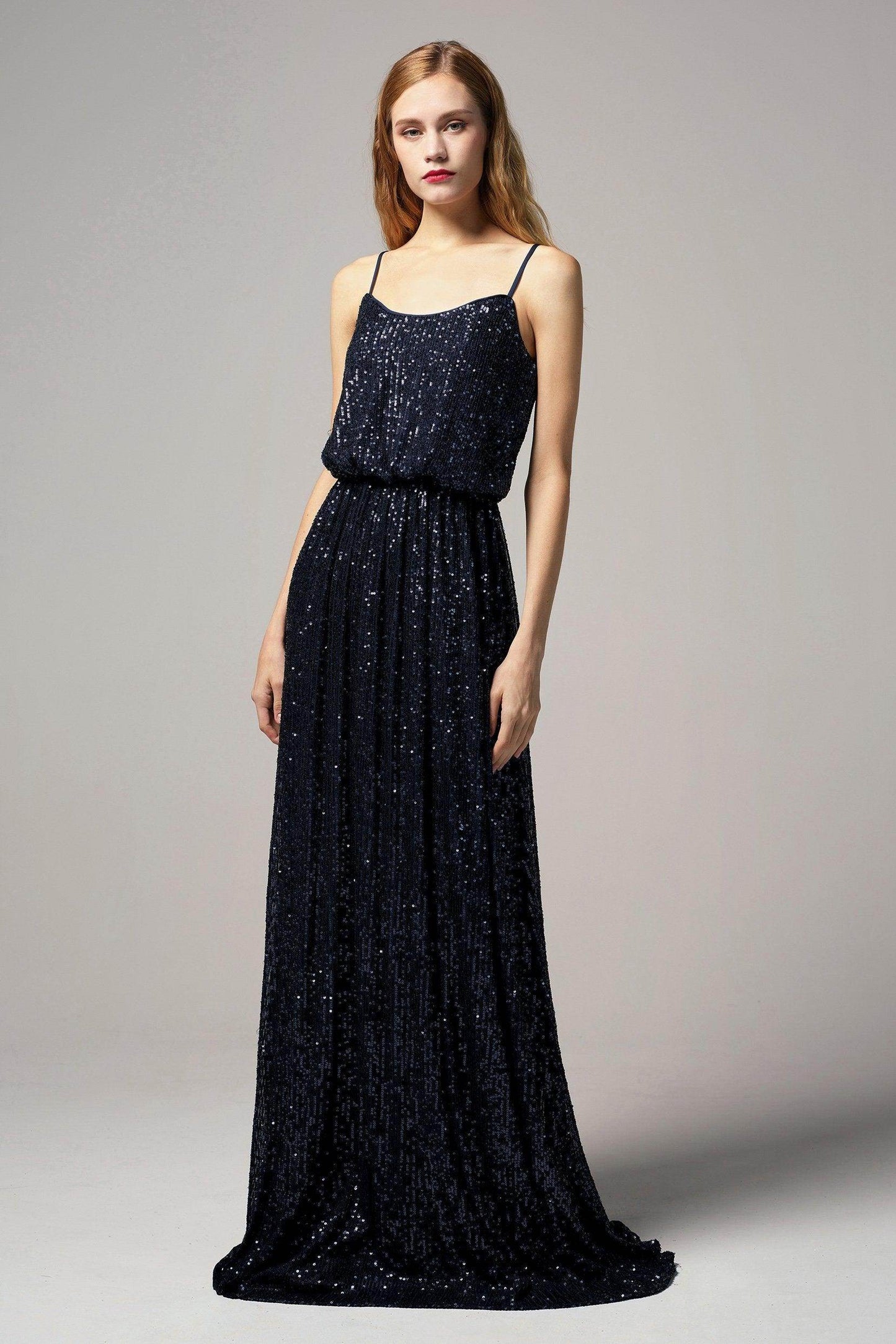 A-Line Floor Length Sequined Dress CB0407