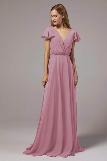 A-Line Floor Length Chiffon Bridesmaid Dress CB0410