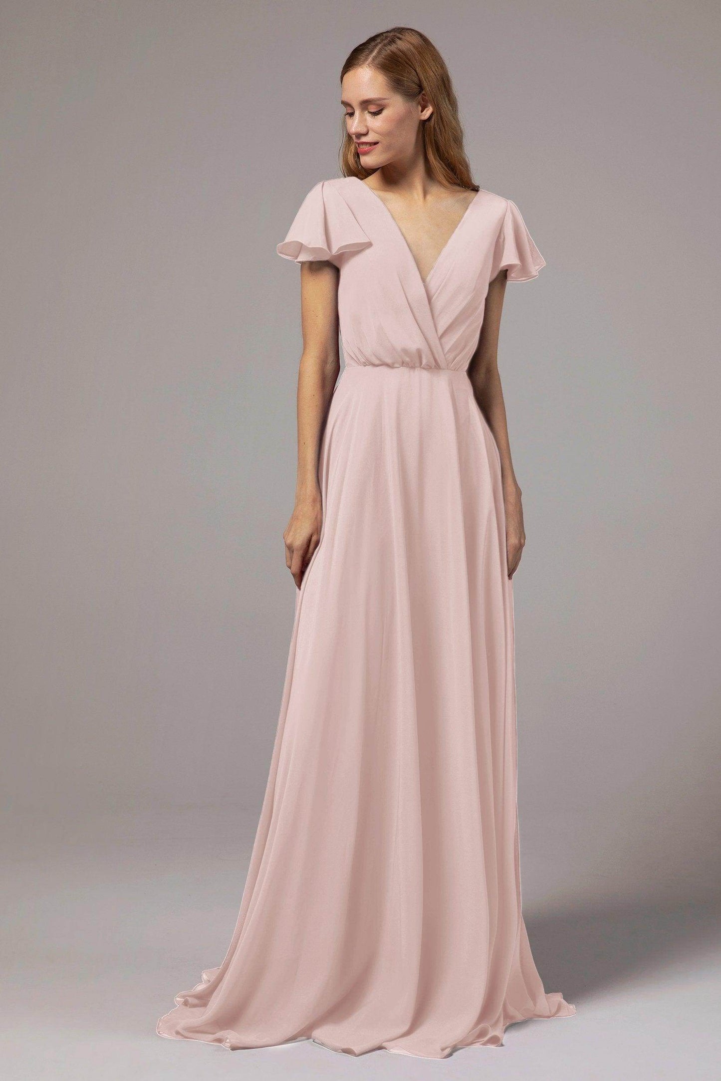 A-Line Floor Length Chiffon Bridesmaid Dress CB0410