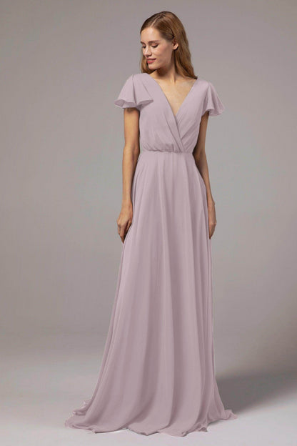 A-Line Floor Length Chiffon Bridesmaid Dress CB0410